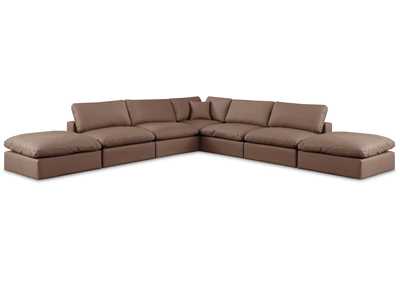 Image for Comfy Brown Faux Leather Modular Sectional
