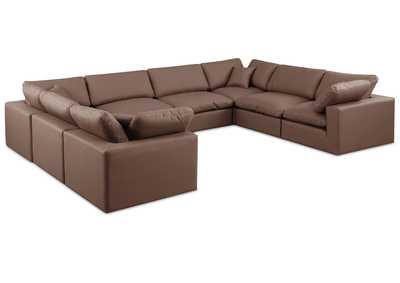 Image for Comfy Brown Faux Leather Modular Sectional