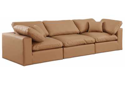 Image for Comfy Cognac Faux Leather Modular Sofa