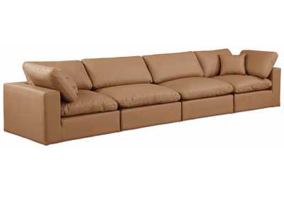 Image for Comfy Cognac Faux Leather Modular Sofa
