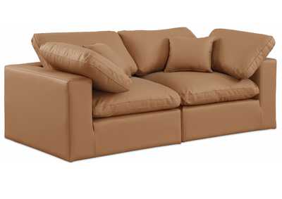 Image for Comfy Cognac Faux Leather Modular Sofa
