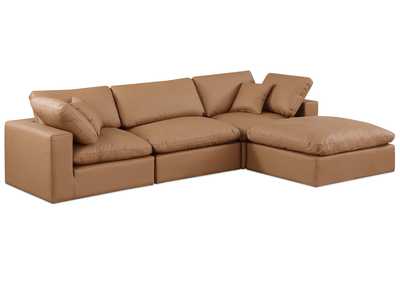 Image for Comfy Cognac Faux Leather Modular Sectional