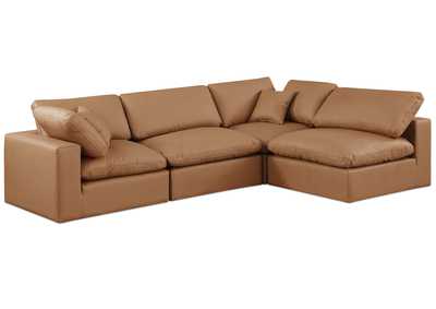 Image for Comfy Cognac Faux Leather Modular Sectional
