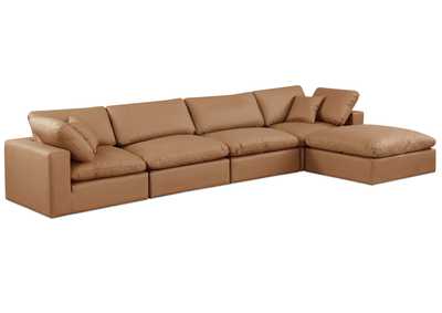Image for Comfy Cognac Faux Leather Modular Sectional