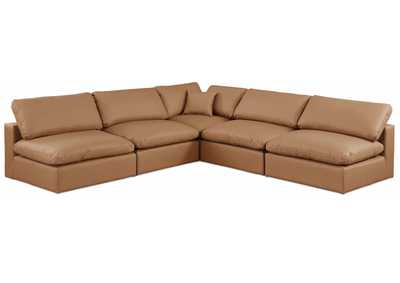 Image for Comfy Cognac Faux Leather Modular Sectional