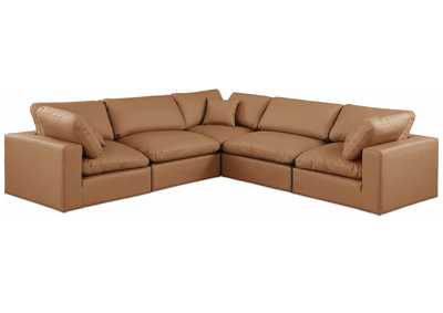 Image for Comfy Cognac Faux Leather Modular Sectional