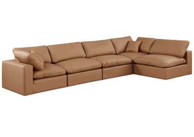 Image for Comfy Cognac Faux Leather Modular Sectional