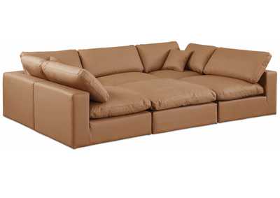 Image for Comfy Cognac Faux Leather Modular Sectional