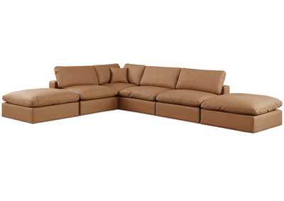 Image for Comfy Cognac Faux Leather Modular Sectional