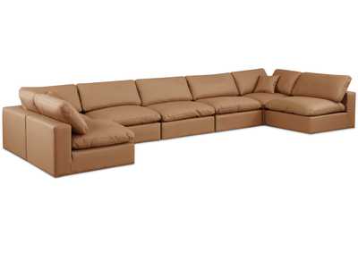 Image for Comfy Cognac Faux Leather Modular Sectional