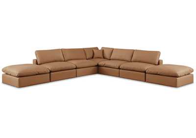Image for Comfy Cognac Faux Leather Modular Sectional