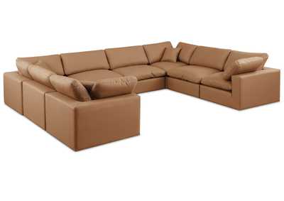 Image for Comfy Cognac Faux Leather Modular Sectional