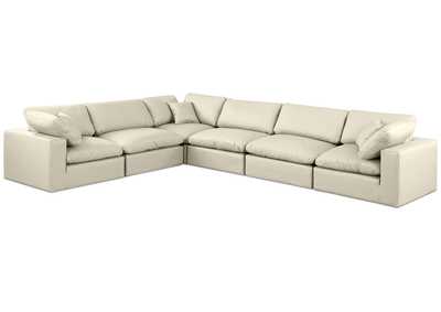 Image for Comfy Cream Faux Leather Modular Sectional