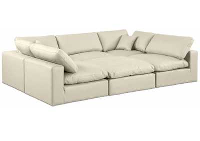 Image for Comfy Cream Faux Leather Modular Sectional