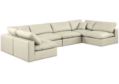Image for Comfy Cream Faux Leather Modular Sectional