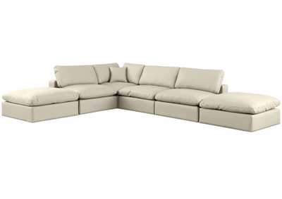 Image for Comfy Cream Faux Leather Modular Sectional