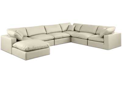 Image for Comfy Cream Faux Leather Modular Sectional