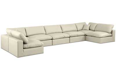 Image for Comfy Cream Faux Leather Modular Sectional