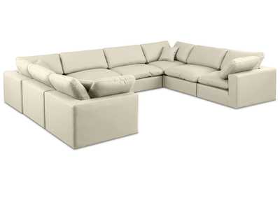 Image for Comfy Cream Faux Leather Modular Sectional