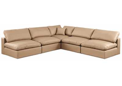 Image for Comfy Tan Faux Leather Modular Sectional