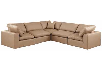 Image for Comfy Tan Faux Leather Modular Sectional