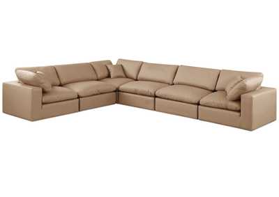 Image for Comfy Tan Faux Leather Modular Sectional