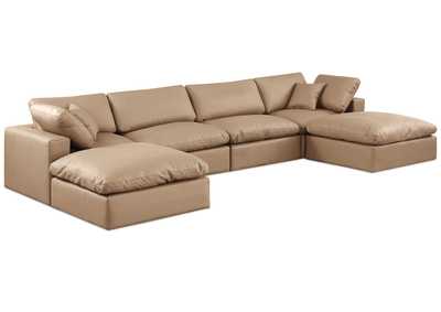 Image for Comfy Tan Faux Leather Modular Sectional