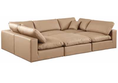 Image for Comfy Tan Faux Leather Modular Sectional