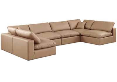 Image for Comfy Tan Faux Leather Modular Sectional