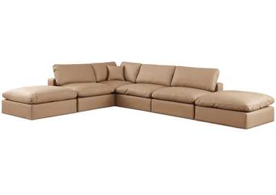 Image for Comfy Tan Faux Leather Modular Sectional