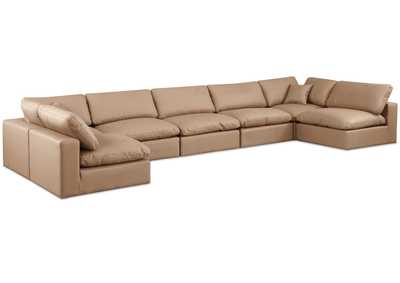 Image for Comfy Tan Faux Leather Modular Sectional
