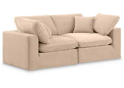 Image for Comfy Beige Velvet Modular Sofa