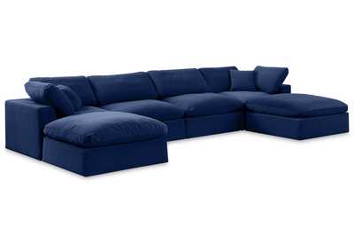 Image for Comfy Navy Velvet Modular Sectional