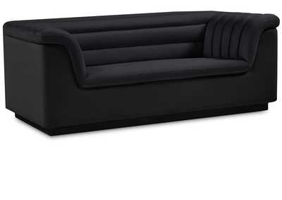 Image for Cascade Black Velvet Fabric Loveseat