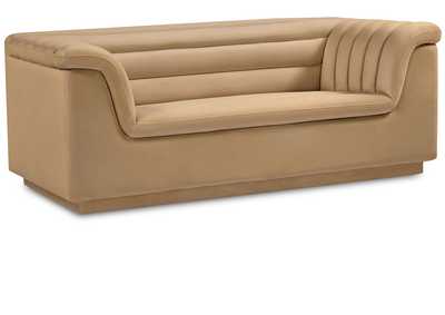 Image for Cascade Camel Velvet Fabric Loveseat