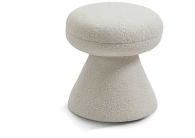 Image for Drum Beige Faux Shearling Teddy Fabric Ottoman - Stool