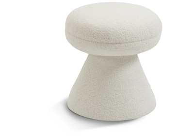 Image for Drum Cream Faux Shearling Teddy Fabric Ottoman - Stool