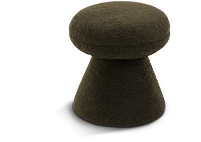 Image for Drum Green Faux Shearling Teddy Fabric Ottoman - Stool