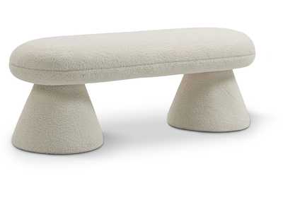 Image for Drum Beige Faux Shearling Teddy Fabric Bench