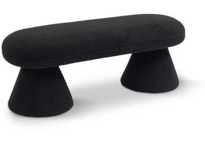 Image for Drum Black Faux Shearling Teddy Fabric Bench