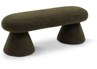 Image for Drum Green Faux Shearling Teddy Fabric Bench