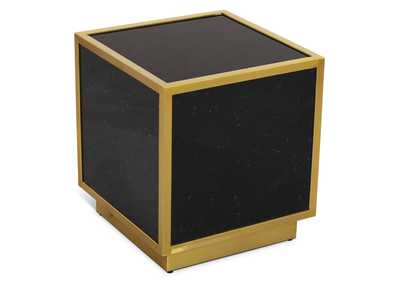 Glitz Black Faux Marble End Table