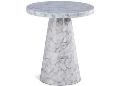 Omni White Faux Marble End Table