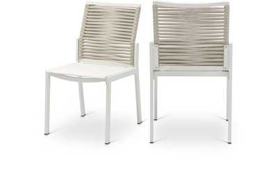 Image for Maldives Beige Rope Fabric Outdoor Patio Dining Side Chair Set of 2