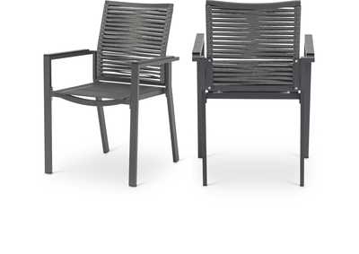 Image for Maldives Grey Rope Fabric Outdoor Patio Dining Arm Chair Set of 2