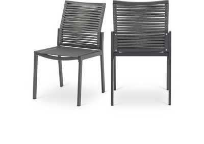 Image for Maldives Grey Rope Fabric Outdoor Patio Dining Side Chair Set of 2