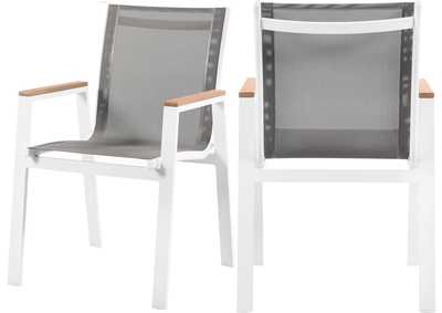 Image for Nizuc Grey Mesh Waterproof Fabric Outdoor Patio Aluminum Mesh Dining Arm Chair