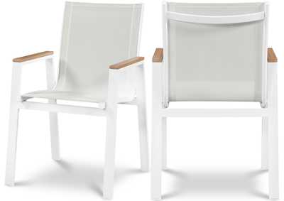 Image for Nizuc White Mesh Waterproof Fabric Outdoor Patio Aluminum Mesh Dining Arm Chair (Set of 2)