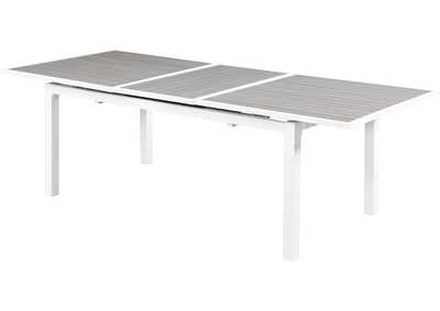 Image for Nizuc Grey Plastic Wood Accent Paneling Outdoor Patio Extendable Aluminum Dining Table