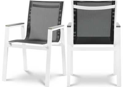 Image for Nizuc Black Mesh Waterproof Fabric Outdoor Patio Aluminum Mesh Dining Arm Chair (Set of 2)